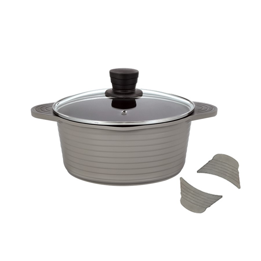 Кастрюля алюминиевая со стеклянной крышкой THERMOS TFP-W24 DBR (24 см) 