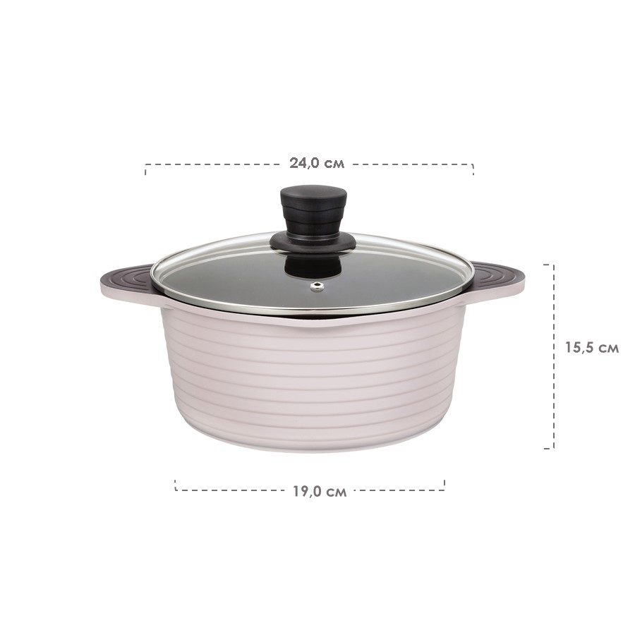 Кастрюля алюминиевая со стеклянной крышкой THERMOS TFP-W24 LPK (24 см) 