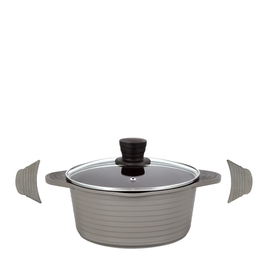 Кастрюля алюминиевая со стеклянной крышкой THERMOS TFP-W24 DBR (24 см) 